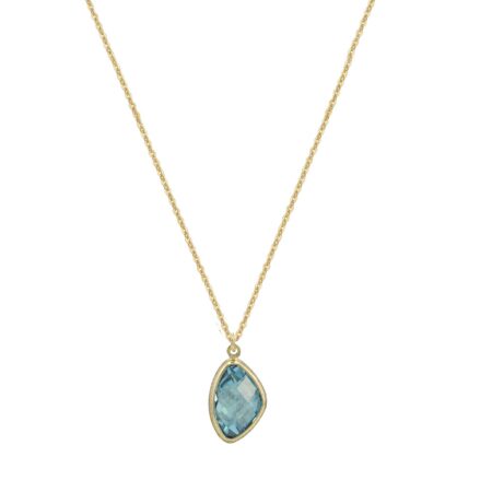 Μενταγιόν Με Αλυσίδα Και Blue Topaz Σε Χρυσό 14Κ