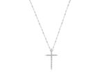 Σταυρός Λευκόχρυσος Με Μπριγιάν Και Αλυσίδα Θήτα 18Κ