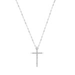 Σταυρός Λευκόχρυσος Με Μπριγιάν Και Αλυσίδα Θήτα 18Κ