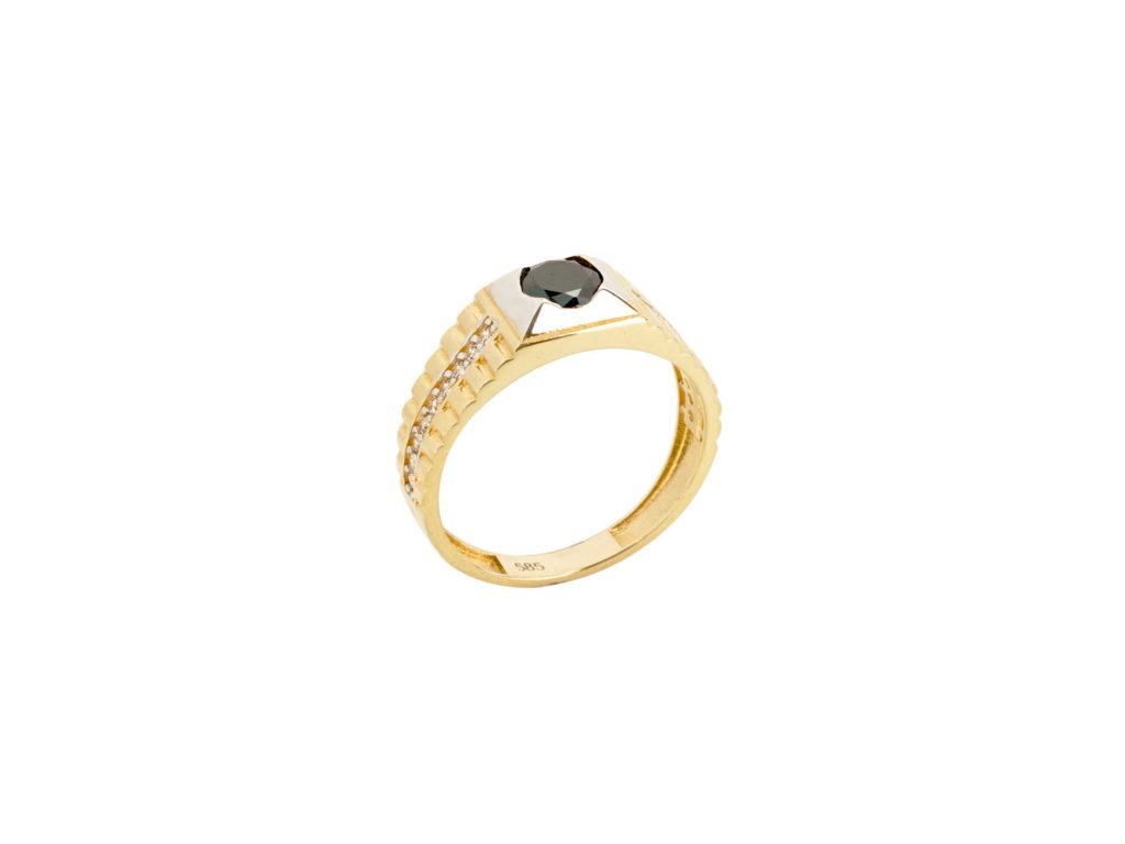 Ανδρικό Δαχτυλίδι Με Όνυχα Και Ζιργκόν Πέτρες Σε Χρυσό 14Κ