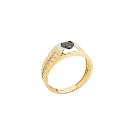 Ανδρικό Δαχτυλίδι Με Όνυχα Και Ζιργκόν Πέτρες Σε Χρυσό 14Κ