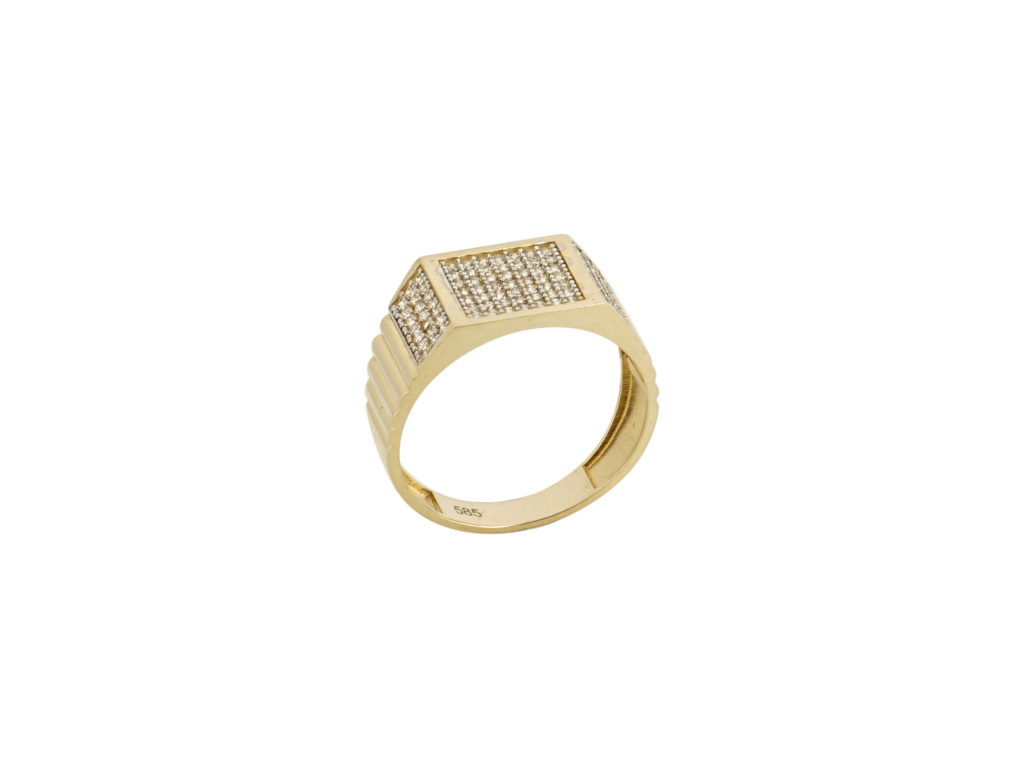 Ανδρικό Δαχτυλίδι Με Ζιργκόν Πέτρες Σε Χρυσό 14K