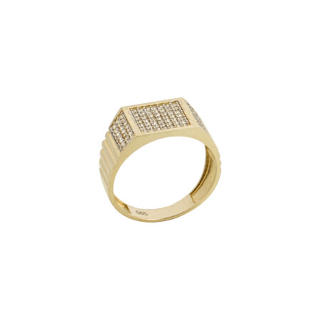 Ανδρικό Δαχτυλίδι Με Ζιργκόν Πέτρες Σε Χρυσό 14K