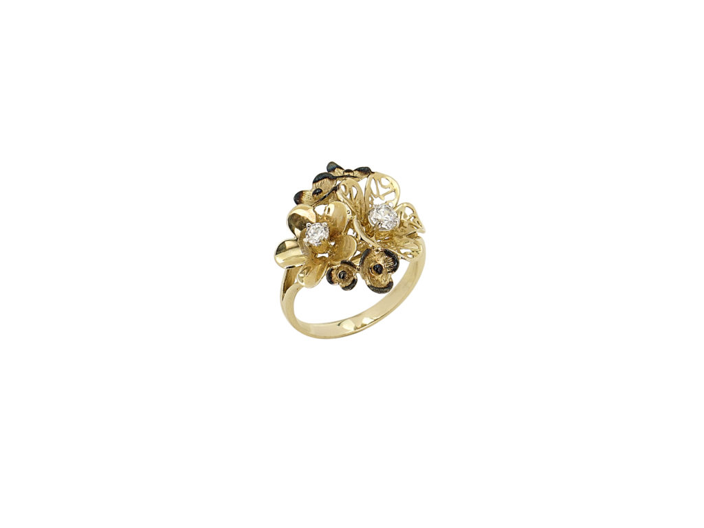 Χειροποίητο Δαχτυλίδι Λουλούδι Χρυσό 14 Καράτια Με Ζιργκόν