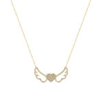 Χρυσό Κολιέ Καρδιά Με Φτερά Αγγέλου 8Κ