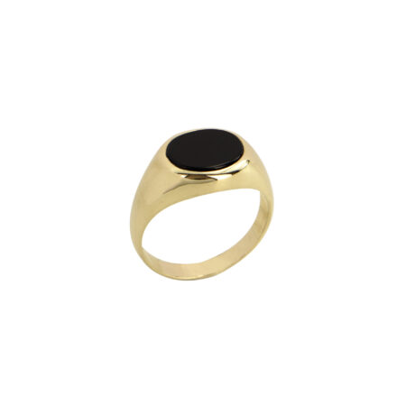 Δαχτυλίδι Σεβαλιέ Χρυσό 14Κ Με Μαύρο Όνυχα