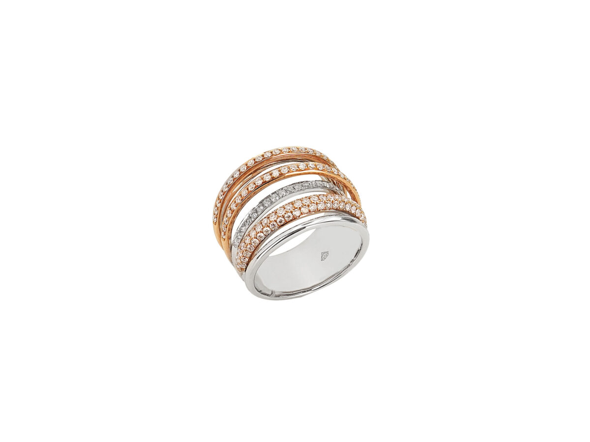 Δαχτυλίδι Δίχρωμο Ροζ Χρυσό Και Λευκόχρυσο 18Κ Με Μπριγιάν