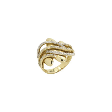 Δαχτυλίδι Γυναικείο Χρυσό 14Κ Με Λευκές Ζιργκόν Πέτρες