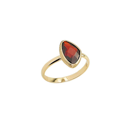 Δαχτυλίδι Γυναικείο Με Ζιργκόν Πέτρα Κόκκινη Σε Χρυσό 14 Καράτια