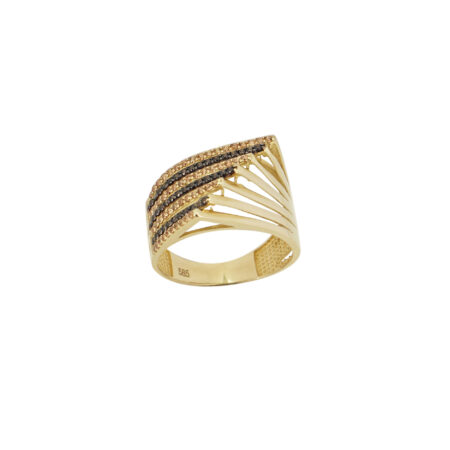 Δαχτυλίδι Κίτρινο Χρυσό 14Κ Με Ζιργκόν Πέτρες