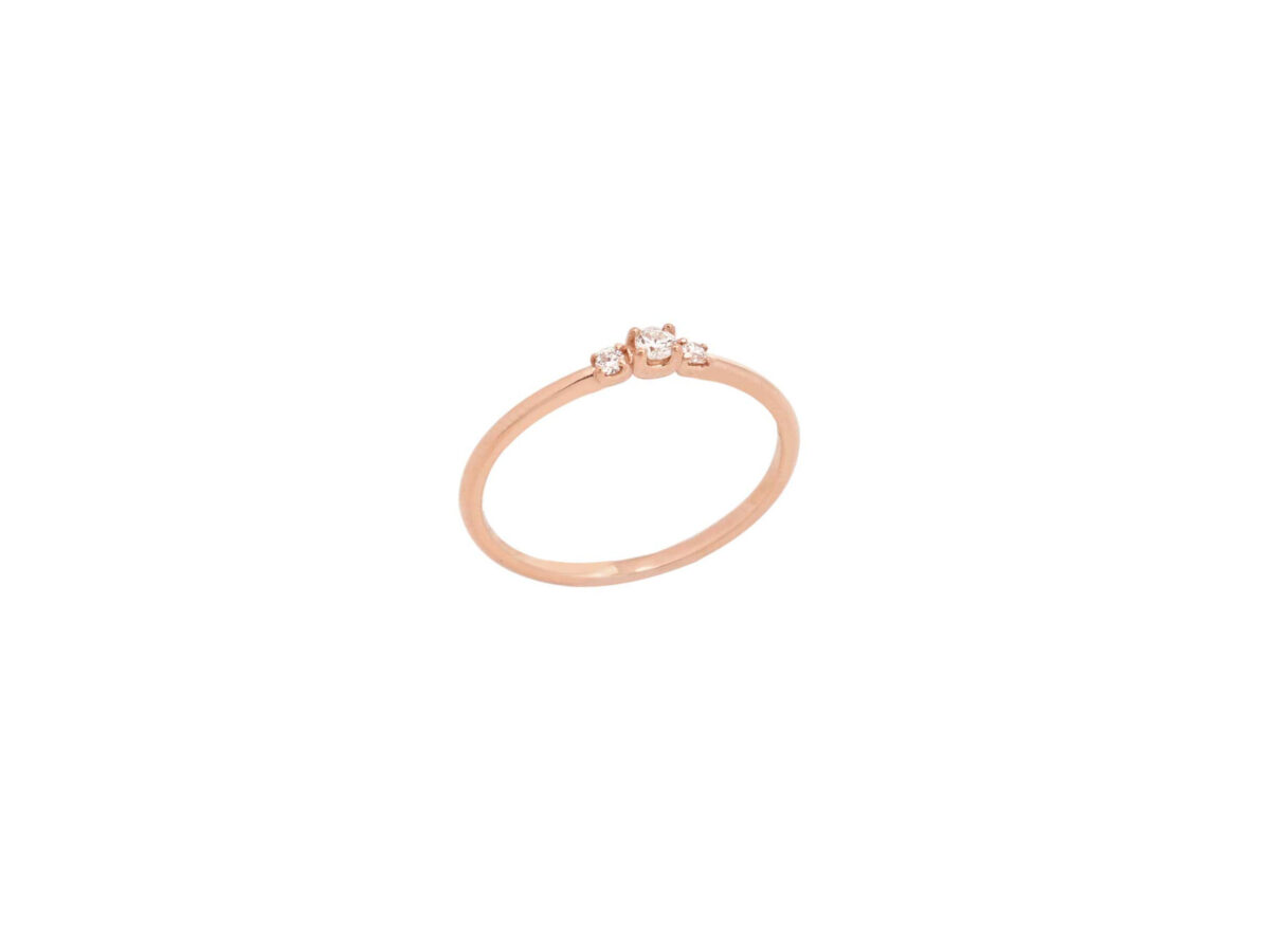 Δαχτυλίδι Με Μπριγιάν Ροζ Χρυσό 18 Καράτια