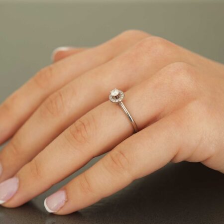 Δαχτυλίδι Ροζέτα Λευκόχρυση 18Κ Με Διαμάντια Round Brilliant
