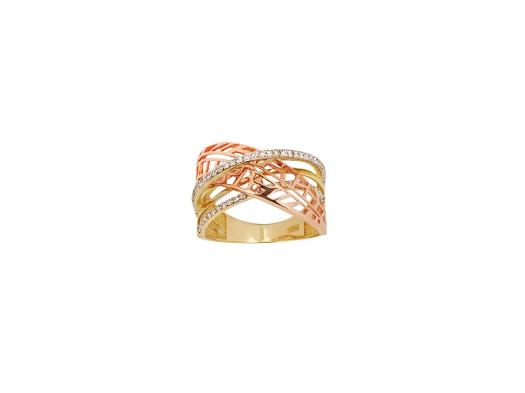 Δαχτυλίδι Ζιργκόν Σε Δίχρωμο Χρυσό 14 Καράτια
