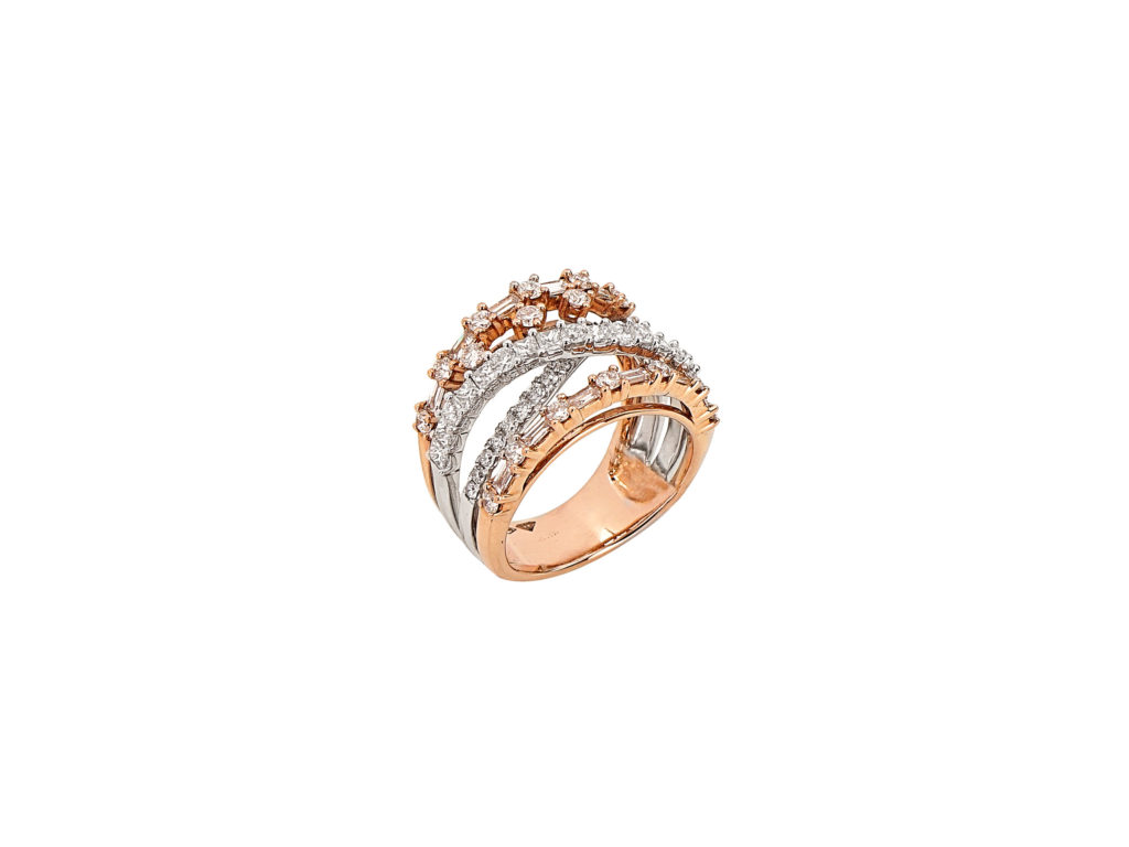 Δίχρωμο Δαχτυλίδι Ροζ Χρυσό Και Λευκόχρυσο 18Κ Με Διαμάντια