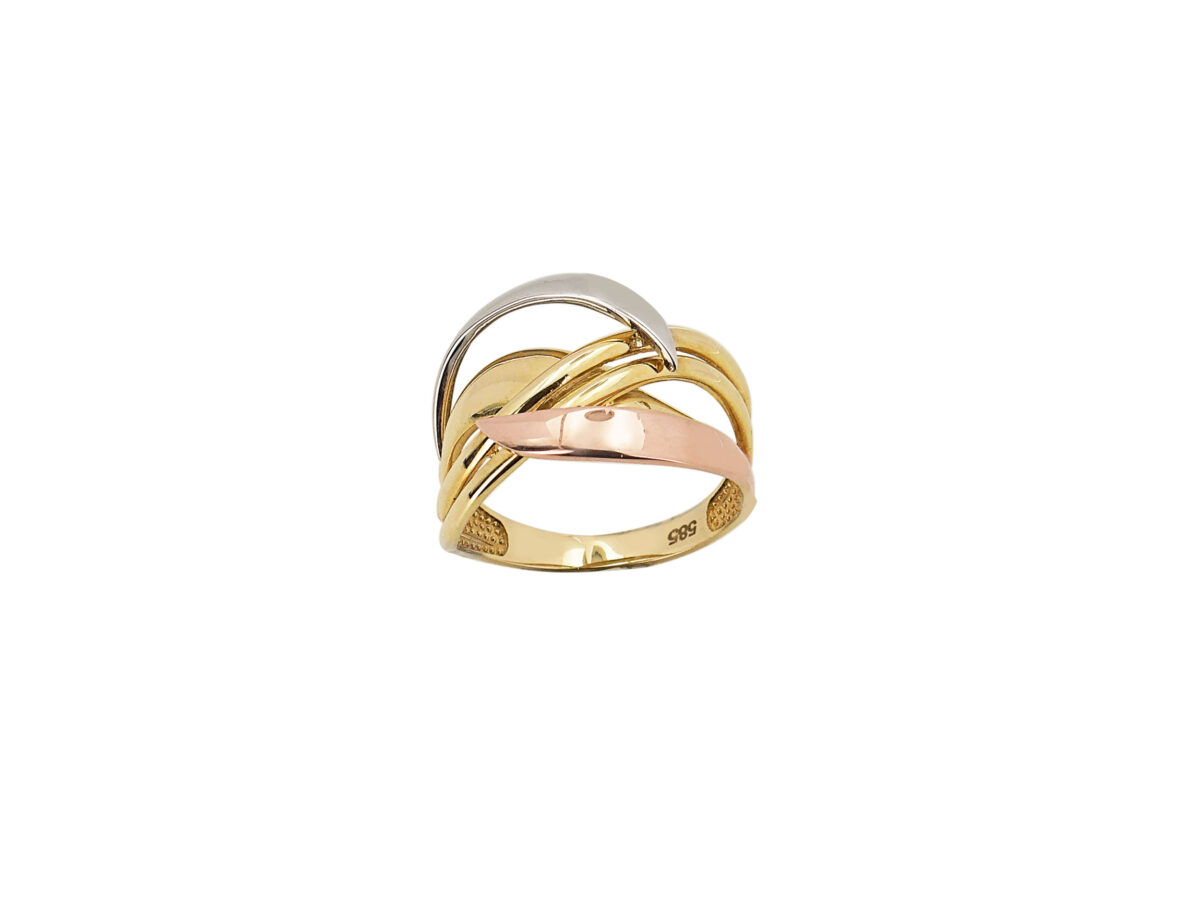 Γυναικείο Δαχτυλίδι Τρίχρωμο Χρυσό 14 Καράτια