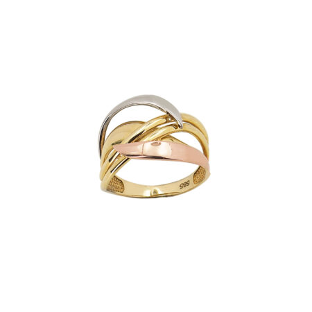 Γυναικείο Δαχτυλίδι Τρίχρωμο Χρυσό 14 Καράτια