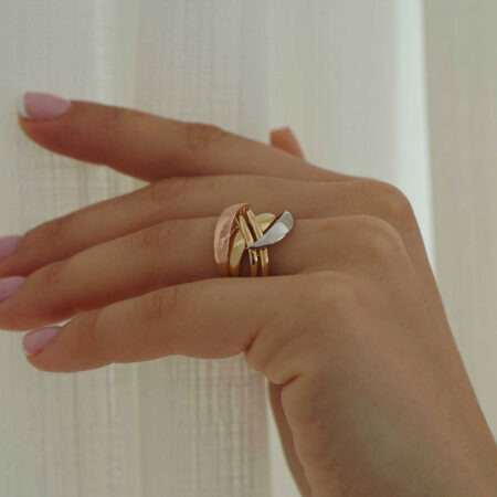 Γυναικείο Δαχτυλίδι Τρίχρωμο Χρυσό 14Κ
