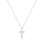 Σταυρουδάκι Με Μπριγιάν Και Αλυσίδα Σε Λευκόχρυσο 18Κ