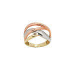 Τρίχρωμο Δαχτυλίδι Χρυσό 14Κ