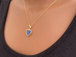 Χρυσή Καρδιά Μενταγιόν 14 Καράτια Με Lapis Lazuli