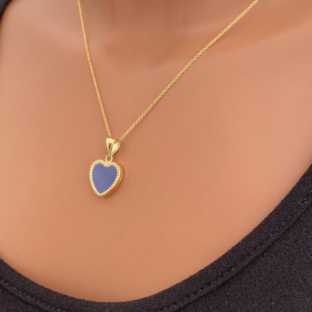 Χρυσή Καρδιά Μενταγιόν 14 Καράτια Με Lapis Lazuli
