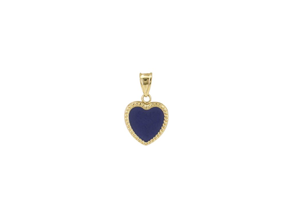 Χρυσή Καρδιά Μενταγιόν 14Κ Με Lapis Lazuli