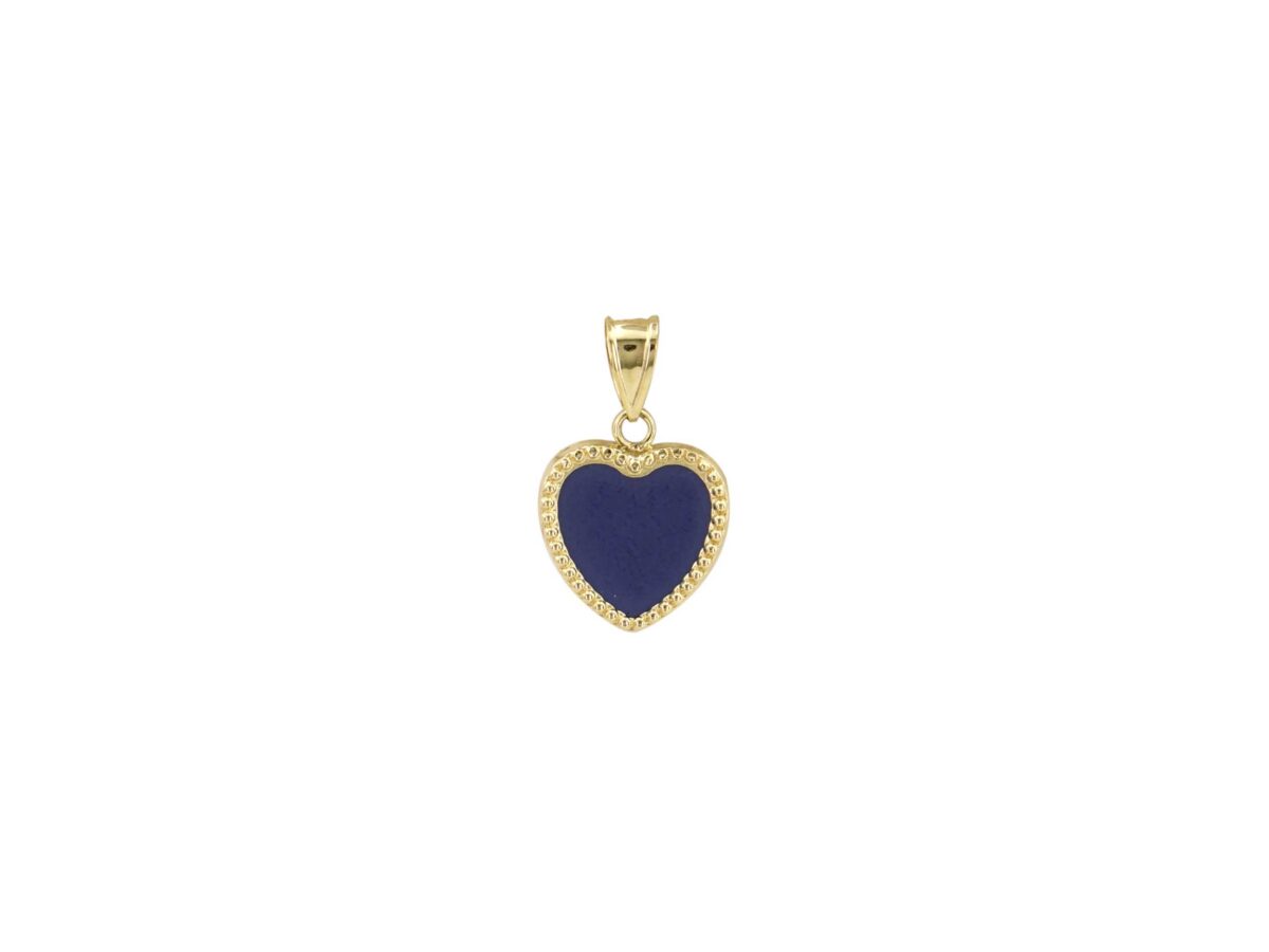 Χρυσή Καρδιά Μενταγιόν 14Κ Με Lapis Lazuli