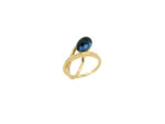 Δαχτυλίδι Με Μπλε Πέτρα Καμπουσόν Ζιργκόν Σε Χρυσό 14Κ