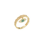 Δαχτυλίδι Με Ματάκι Και Ζιργκόν Πέτρες Σε Χρυσό 9Κ