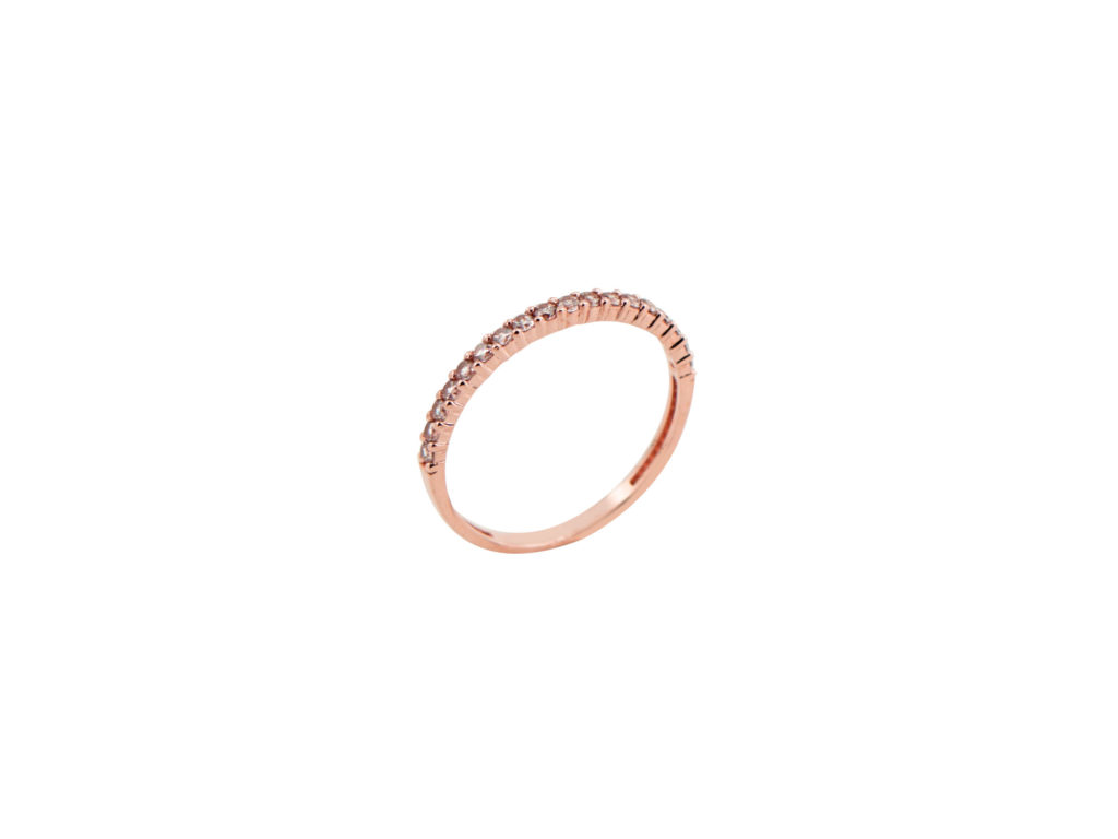 Δαχτυλίδι Μισόβερο Με Ζιργκόν Σε Ροζ Χρυσό 9Κ