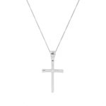 Μασίφ Σταυρός Λευκόχρυσος Με Αλυσίδα 18Κ Και Διαμάντι