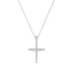 Μασίφ Σταυρός Λευκόχρυσος Με Αλυσίδα 18Κ Και Διαμάντι Μπριγιάν