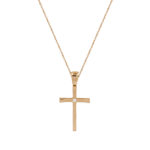 Μασίφ Σταυρός Βάπτισης Με Μπριγιάν Σε Ροζ Χρυσό 18 Καράτια