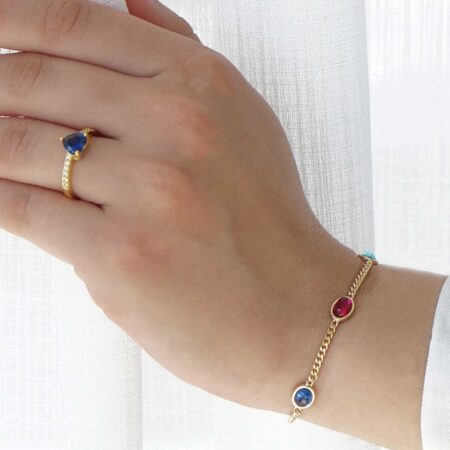 Δαχτυλίδι Καρδιά Μπλε Ζιργκόν Πέτρες Από Επιχρυσωμένο Ασήμι 925