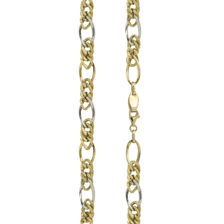 Figaro Αλυσίδα Κολιέ Σε Χρυσό 14Κ Με Διχρωμία