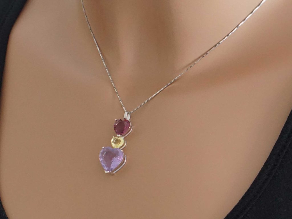 Μενταγιόν Με Τρεις Καρδιές Σε 925 Ασήμι