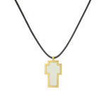 Χρυσός Σταυρός Με Λευκό Σμάλτο 14Κ Και Κορδόνι