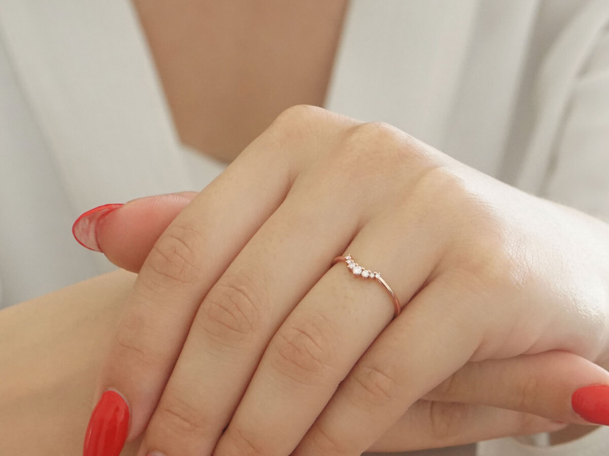 Δαχτυλίδι Γυναικείο Με Διαμάντια Σε Ροζ Χρυσό 14 Καράτια