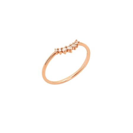 Δαχτυλίδι Γυναικείο Με Διαμάντια Σε Ροζ Χρυσό 14Κ