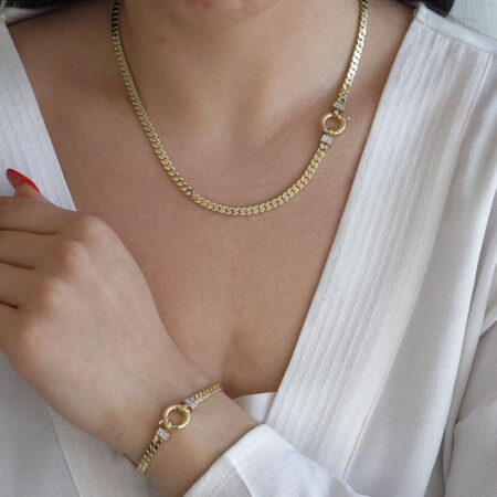 Αλυσίδα Λαιμού Με Ζιργκόν Πέτρες Σε Χρυσό 14Κ Μήκους 45,00 cm