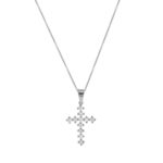 Λευκόχρυσος Σταυρός 18 Καράτια Με Μπριγιάν Και Αλυσίδα