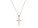 Σταυρός Ροζ Χρυσός 18 Καράτια Με Μπριγιάν Και Αλυσίδα