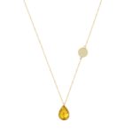 Χρυσό Μενταγιόν Με Κίτρινη Πέτρα Ζιργκόν Και Αλυσίδα 14Κ