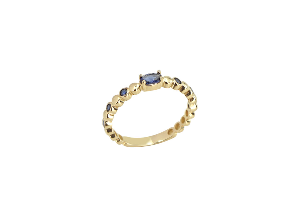 Δαχτυλίδι Χρυσό 14Κ Με Μπλε Πέτρες Ζιργκόν