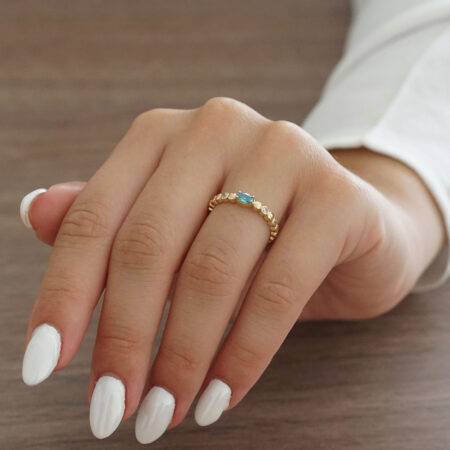 Δαχτυλίδι Χρυσό 14Κ Με Ζιργκόν Πέτρες Σε Λευκό Και Γαλάζιο Χρώμα