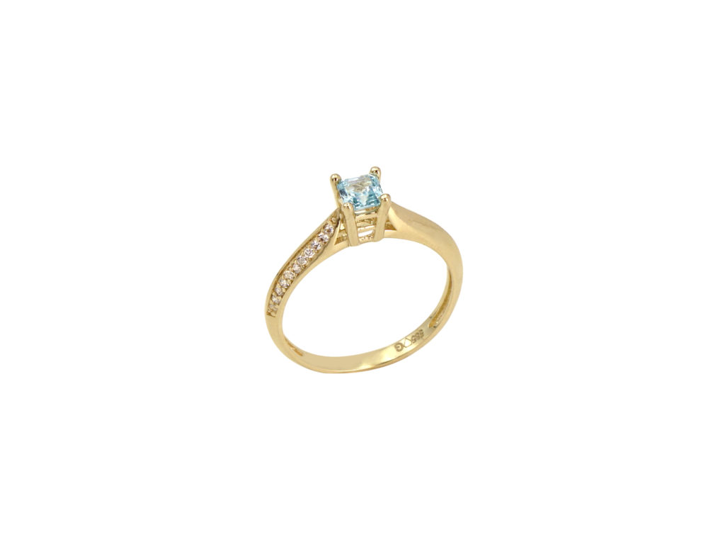 Δαχτυλίδι Με Γαλάζια Πέτρα Ζιργκόν Σε Χρυσό 14Κ