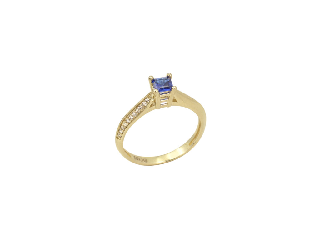 Δαχτυλίδι Με Μπλε Πέτρα Ζιργκόν Σε Χρυσό 14Κ