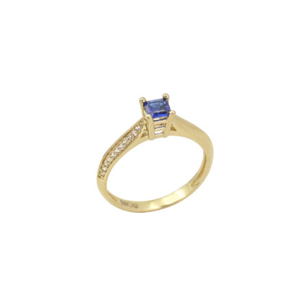 Δαχτυλίδι Με Μπλε Πέτρα Ζιργκόν Σε Χρυσό 14Κ