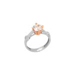 Δίχρωμο Μονόπετρο Δαχτυλίδι 14Κ Λευκόχρυσο Και Ροζ Χρυσό