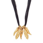 Κρεμαστό Χρυσό 14Κ Με Κλωστές Από Μαύρο Μετάξι